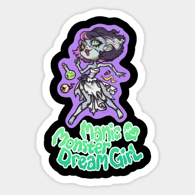 Manic Monster Dream Girl - Green Variant Sticker by Zae369